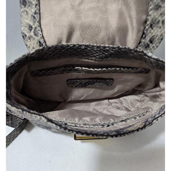Michael Kors Charlton Crossbody Snakeskin Leather Buckle Adjustable Strap Small - Picture 9 of 13